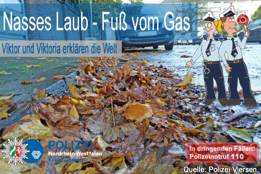 Nasses Laub - Fuß vom Gas